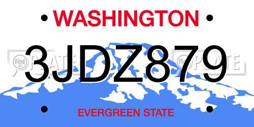 3JDZ879 Washington License Plate