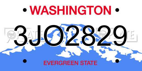 3JO2829 Washington License Plate