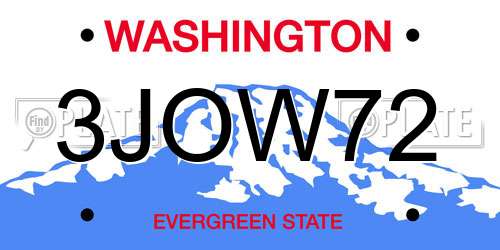3JOW72 Washington License Plate
