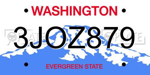 3JOZ879 Washington License Plate