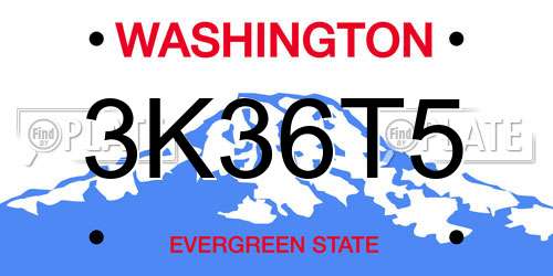 3K36T5 Washington License Plate
