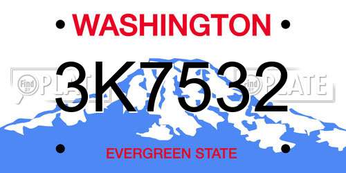 3K7532 Washington License Plate
