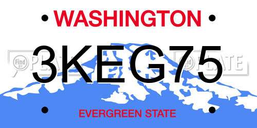 3KEG75 Washington License Plate