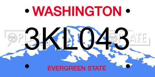 3KL043 Washington License Plate