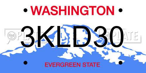 3KLD30 Washington License Plate