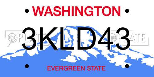 3KLD43 Washington License Plate