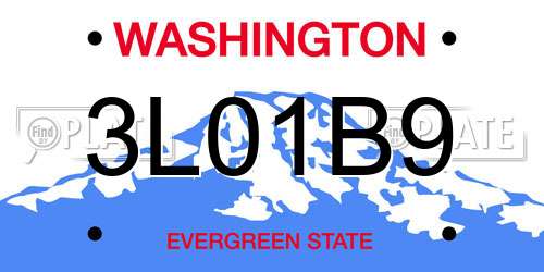 3L01B9 Washington License Plate