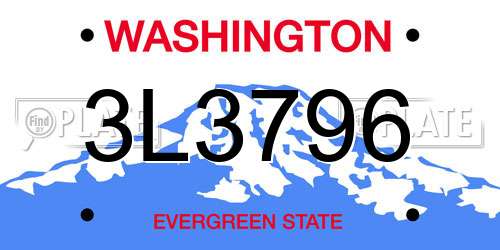 3L3796 Washington License Plate