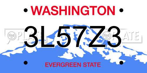 3L57Z3 Washington License Plate
