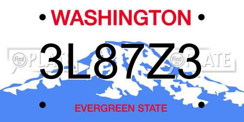 3L87Z3 Washington License Plate