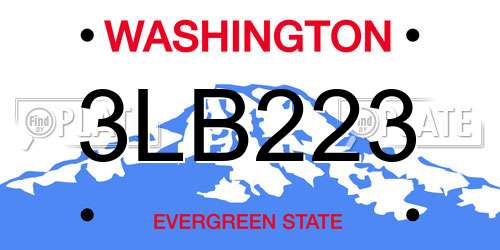 3LB223 Washington License Plate