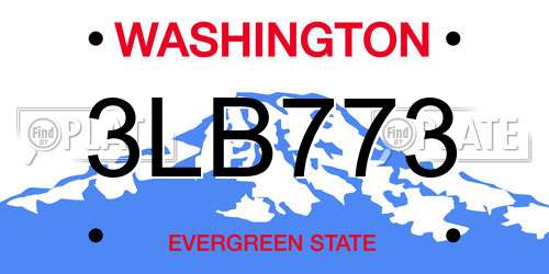 3LB773 Washington License Plate