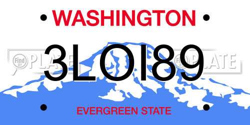 3LOI89 Washington License Plate
