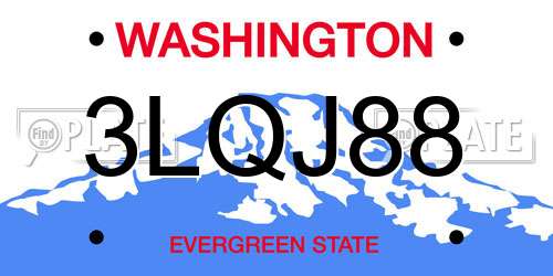 3LQJ88 Washington License Plate