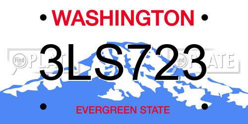 3LS723 Washington License Plate