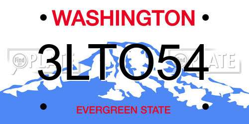 3LTO54 Washington License Plate