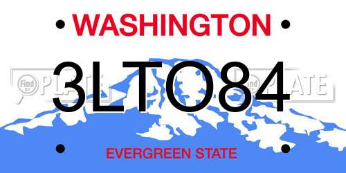 3LTO84 Washington License Plate