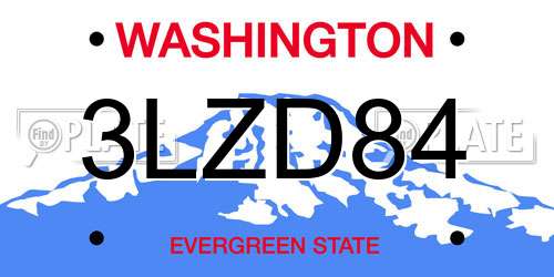 3LZD84 Washington License Plate