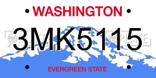 3MK5115 Washington License Plate