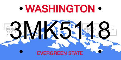 3MK5118 Washington License Plate