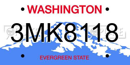 3MK8118 Washington License Plate