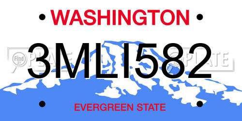 3MLI582 Washington License Plate