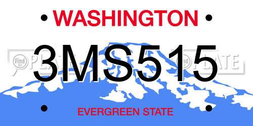 3MS515 Washington License Plate
