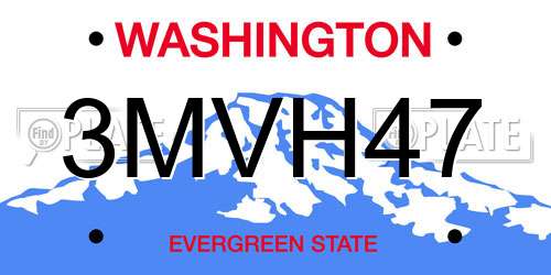 3MVH47 Washington License Plate