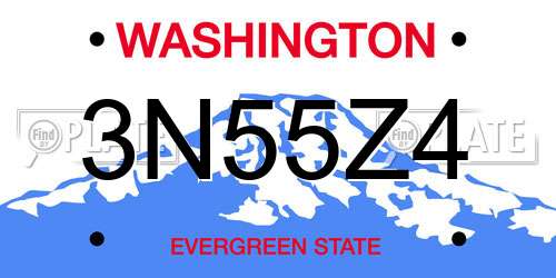 3N55Z4 Washington License Plate