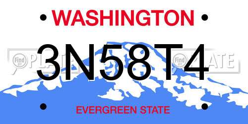 3N58T4 Washington License Plate