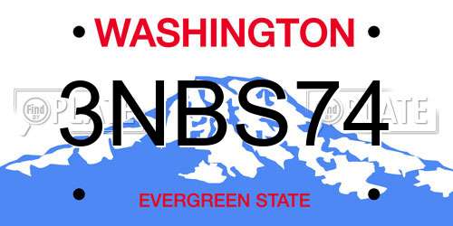 3NBS74 Washington License Plate