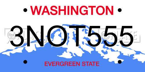 3NOT555 Washington License Plate