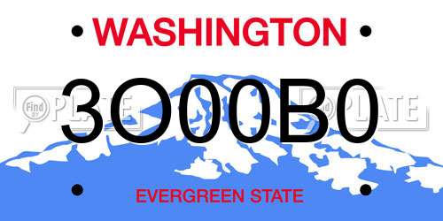 3O00B0 Washington License Plate