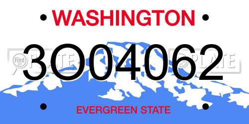 3O04062 Washington License Plate