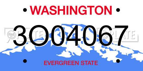 3O04067 Washington License Plate