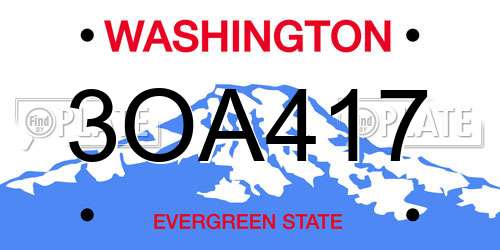 3OA417 Washington License Plate