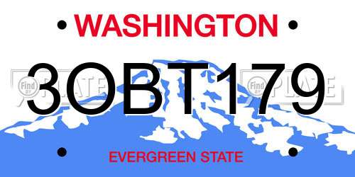 3OBT179 Washington License Plate