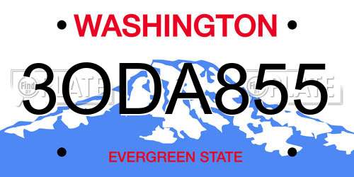 3ODA855 Washington License Plate