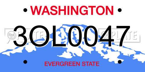 3OL0047 Washington License Plate