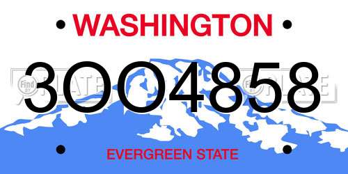 3OO4858 Washington License Plate