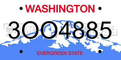 3OO4885 Washington License Plate