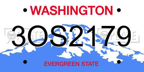 3OS2179 Washington License Plate