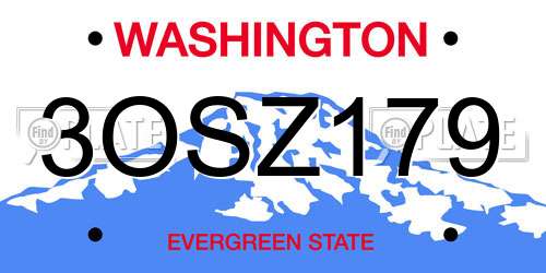 3OSZ179 Washington License Plate
