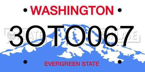 3OTO067 Washington License Plate