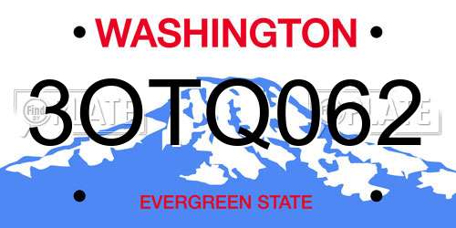3OTQ062 Washington License Plate
