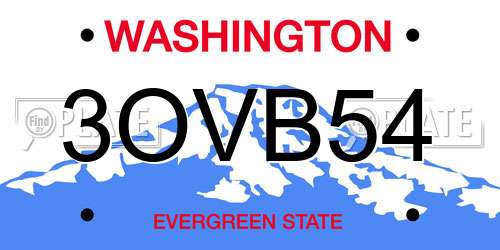3OVB54 Washington License Plate