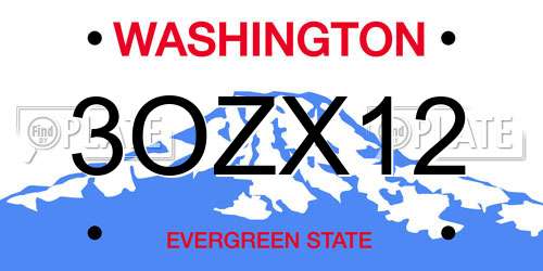 3OZX12 Washington License Plate
