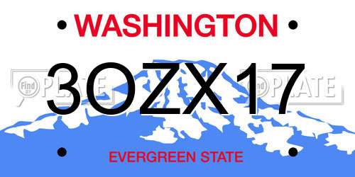 3OZX17 Washington License Plate