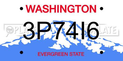 3P74I6 Washington License Plate
