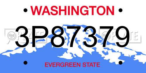 3P87379 Washington License Plate